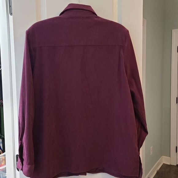 Brownstone Studio Vintage Suede Feel Maroon Button Down Shirt - Picture 8 of 8
